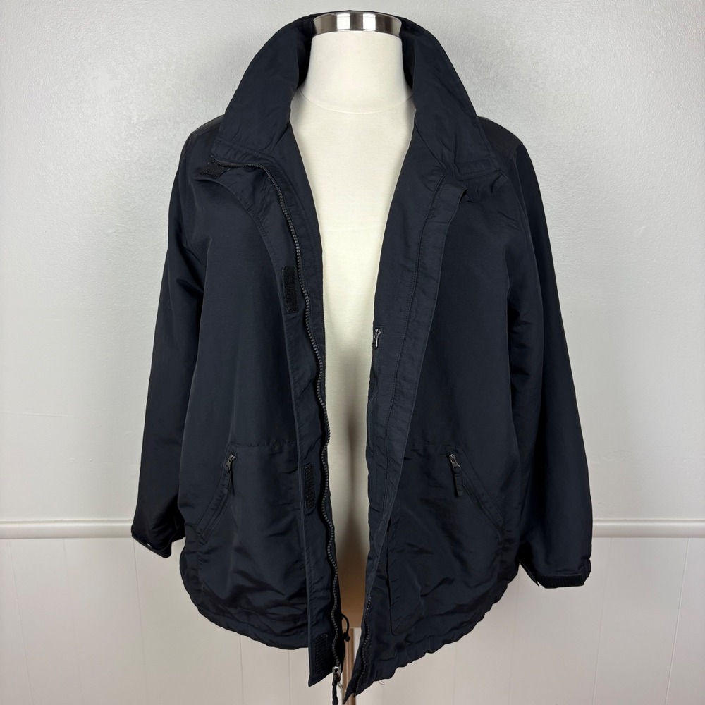 Lands End Squall Jacket Womens Black Size 3X (24W-26W) Rain/Windproof Parka Hood